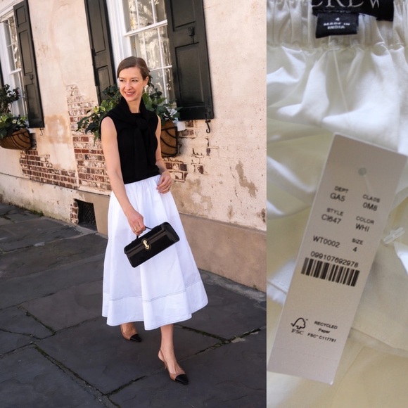 J. Crew Dresses & Skirts - J.Crew NWT Bloggers Favorite Contrast-Stitch Midi Skirt in size 4 27 White